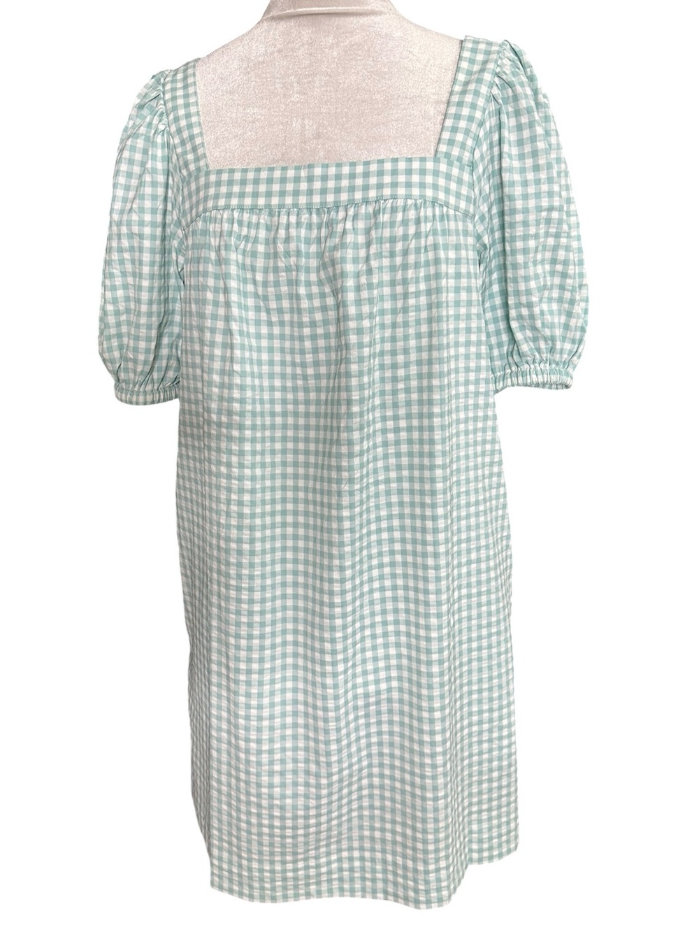 Vineyard Vines Juliette Gingham Square Neck Puff Sleeve Mini Dress Size S